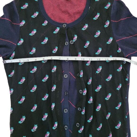 Anthropologie Moth layered fox print striped  cardigan small - Picture 8 of 13